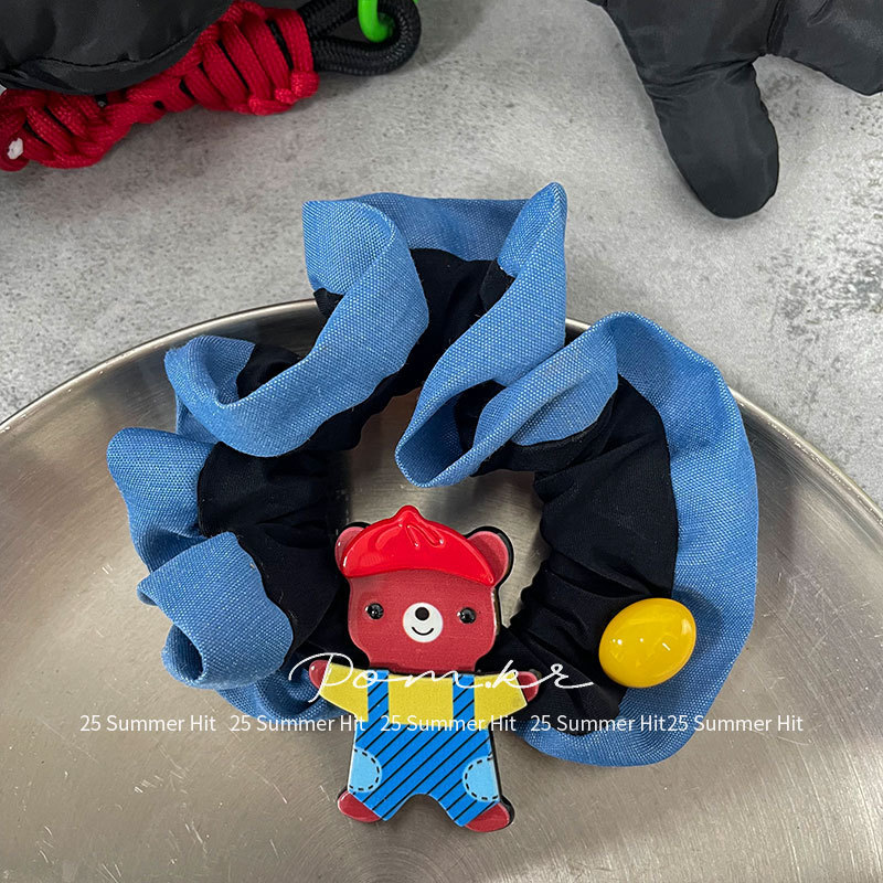 新款韩版卡通kt小肠发圈儿童高弹力丸子头潮牌头绳少女格纹发饰女|undefined