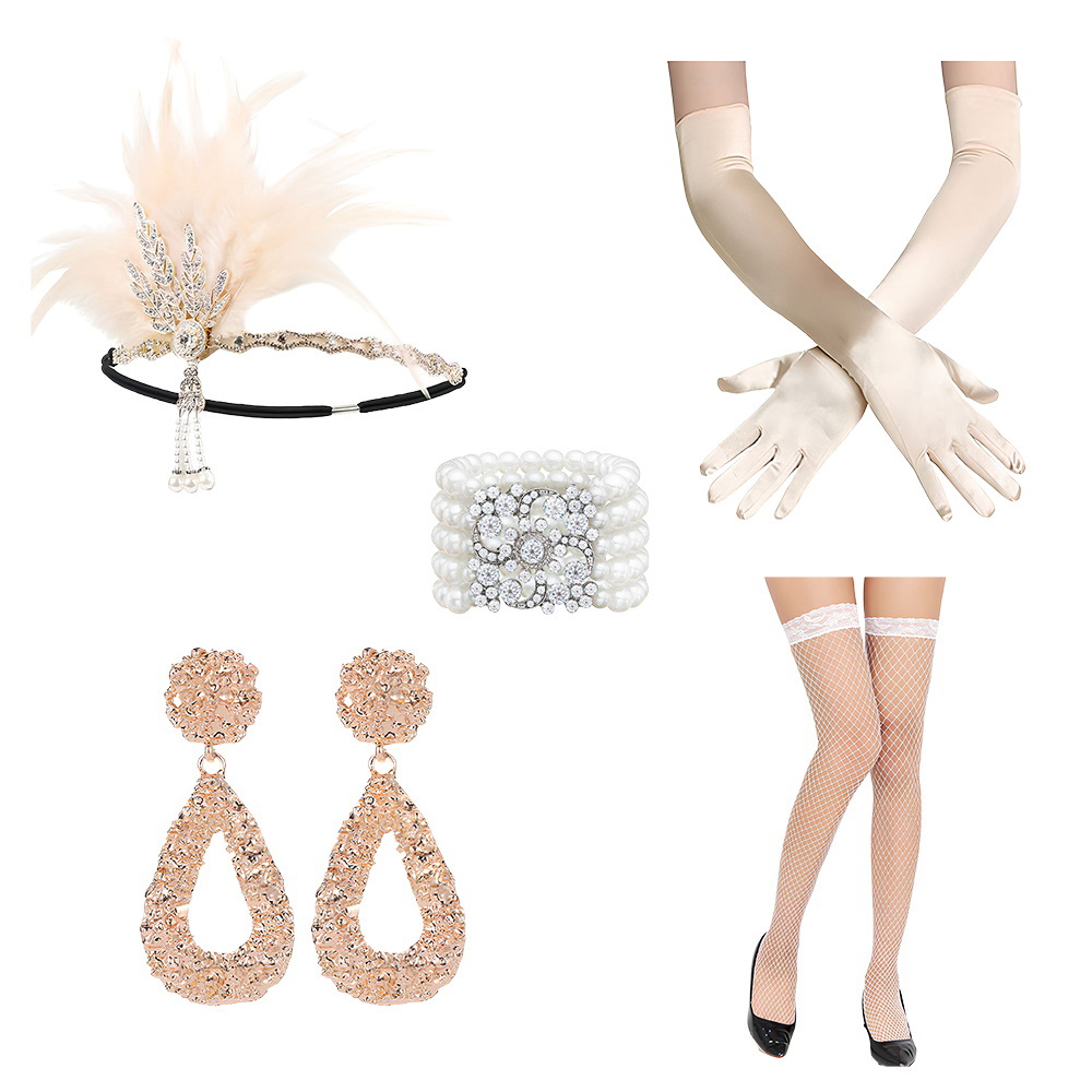 1920s flapper girl party traje de vestuario de cosplay europeo y americano sexy accesorios de lana negra
