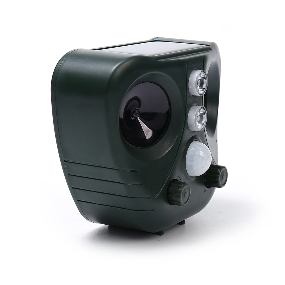 Fábrica solar pájaro repelente ultrasónico flash perro repelente gato repelente ultrasónico solar animal repelente