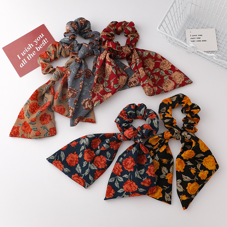 Sweet Floral Simple Bow Knot Hair Scrunchies display picture 3