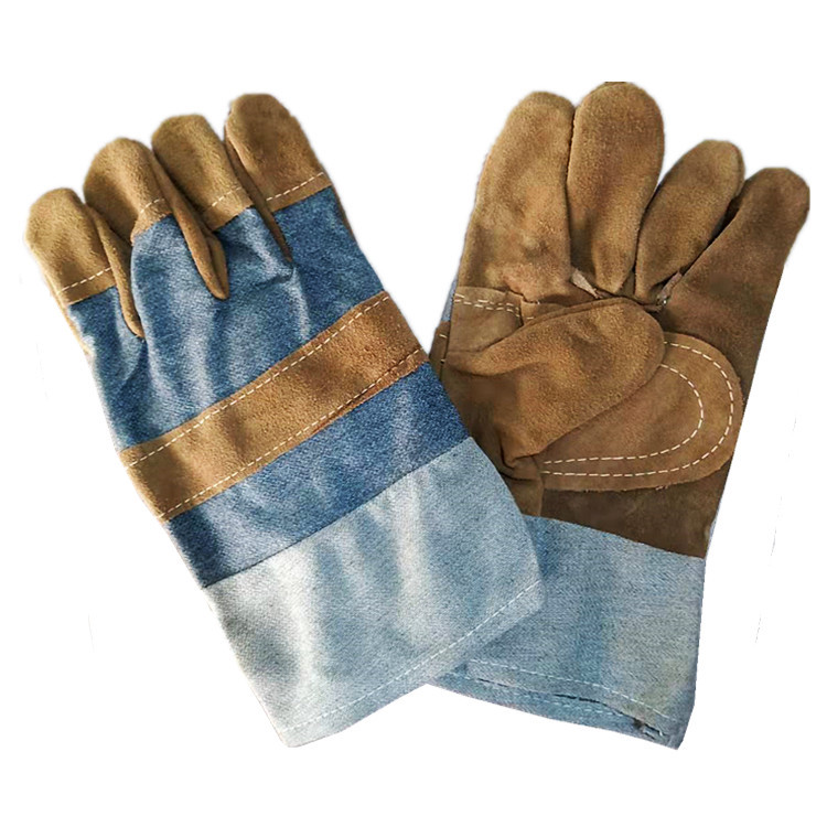 厂家供应牛皮手套焊工皮手套电焊手套焊接用牛皮花皮手套加托加护