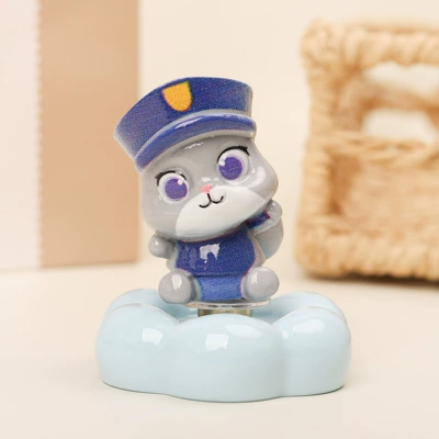 figurine ornament for desktop and: Car ornaments - crazy-rabbit-blue-ceramic-base