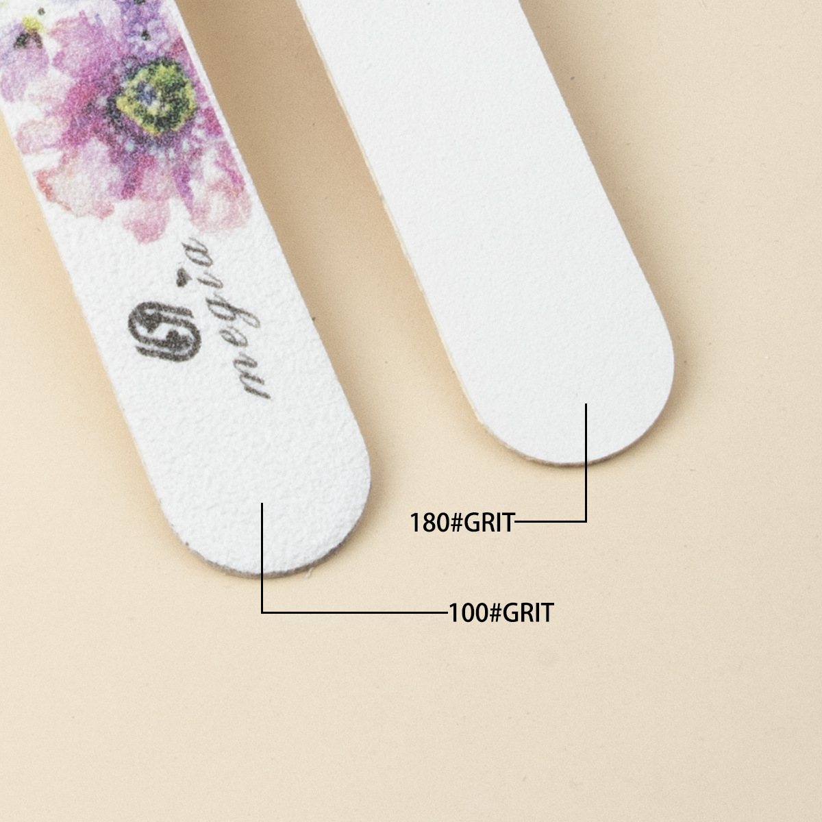 Tira de frotamiento de uñas al por mayor de impresión en forma de cuchillo Archivo de viruta de madera tira de molienda de manicura 100/180 pulido de doble cara sin arena