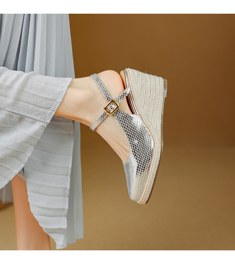 Sandal cao gót nữ mũi nhọn quai ngang đế xuồng gót 9 cm — màu vàng, bạc chi tiết 11