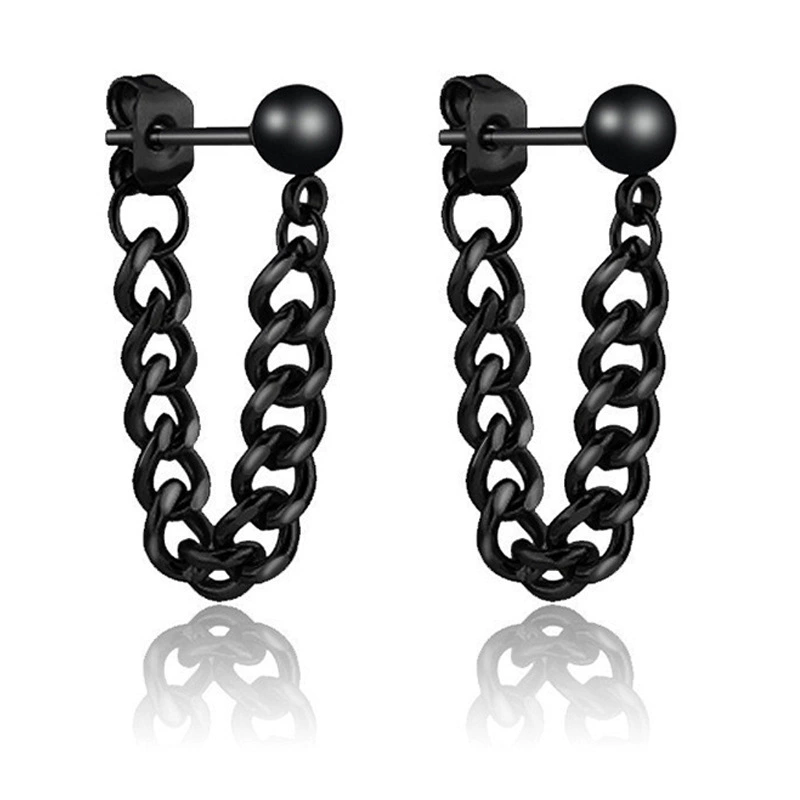 Чёрные серёжки из нержавеющей стали, цепь, подвеска, Aliexpress
