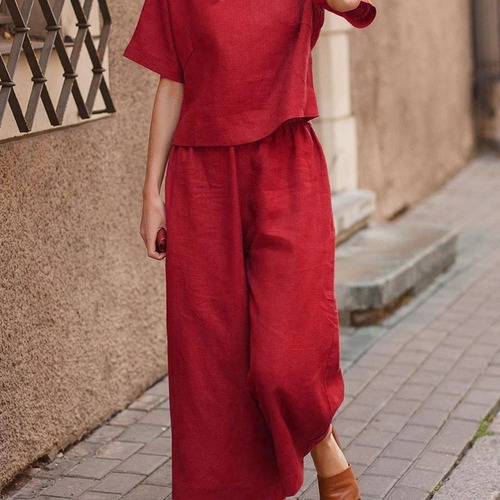 Spring and autumn new pure color wide-leg pants suit casual temperament two-piece suit