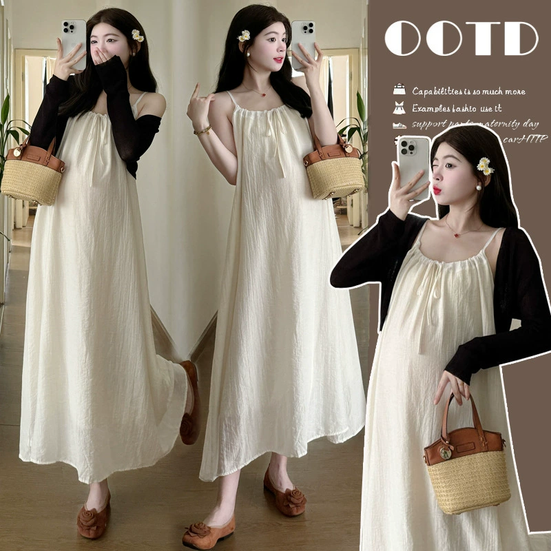 Реальная съемка на месте ~ 2024 летняя мода темперамент свободный тонкий подтяжка юбка солнцезащитный кардиган из двух частей