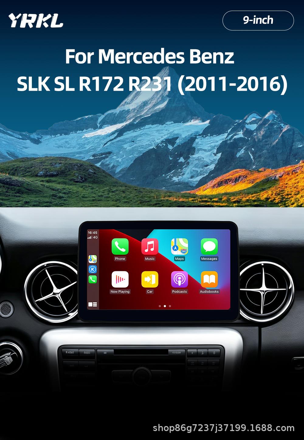 9inch Android Mercedes-Benz SLK SL SLC R172 R231 car central control navigation system with built-in Bluetooth and GPS