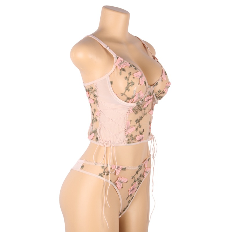 Fashion Sexy Large Size Underwear Lace See-through Embroidery Sexy Lingerie Set display picture 2