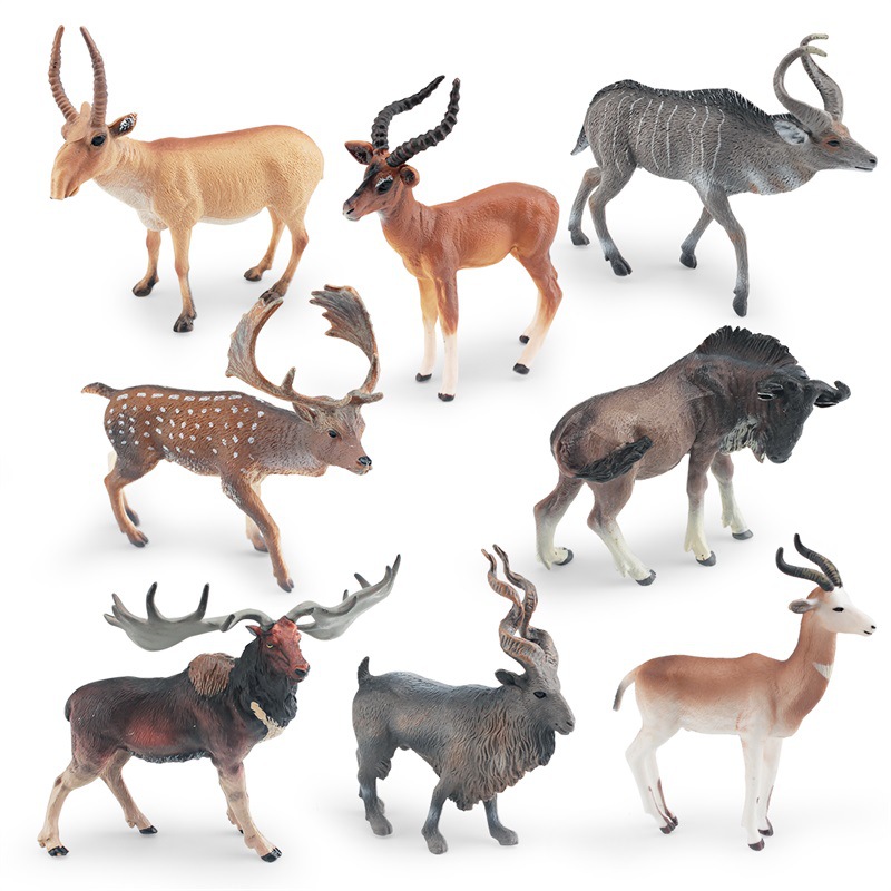 Cross-border simulación bosque animal modelo Cuerno caballo antílope torcedura cuerno cabra Big Horn Deer Montaña antílope de escritorio adornos estáticos