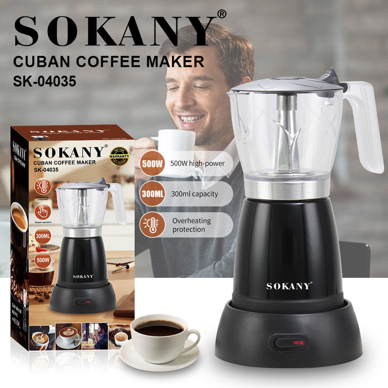 Cross-Border Sokany04035 Cuban Coffee Machine 300ml Electric Coffee Pot Coffee Coffee Maker