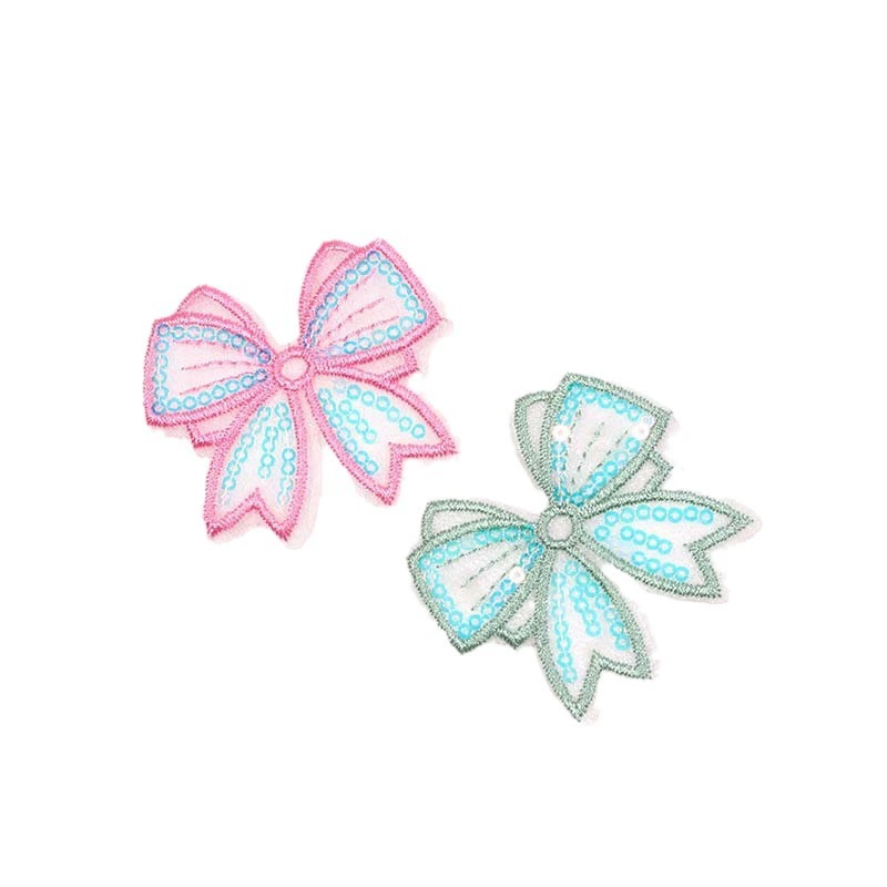 Hair accessory with bow handmade, nail sequins, new collection, polyester, with embroidery
