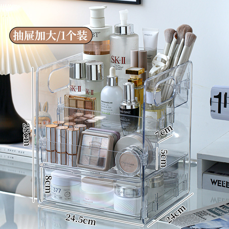 Estantes de cosméticos acrílicos transparentes de tocador de perfumes para productos de cuidado de la piel polvo de limpieza labial acabado caja de almacenamiento de escritorio