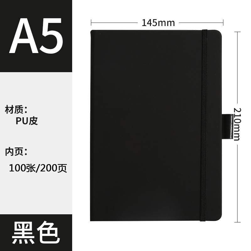 A5 negro + Correa + bolígrafo elástico