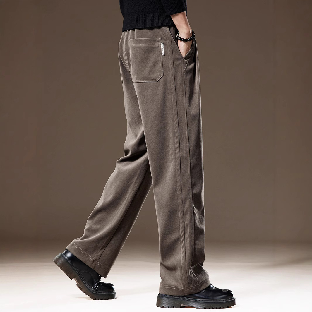 High-End Wide-Leg Draped Casual Pants for Men 2025 Spring & Fall New American Loose Large Size Sports Straight Pants for Men