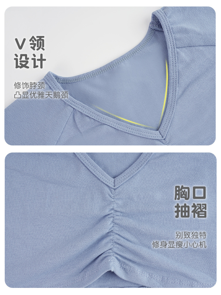Ropa de baile para niños, chaleco, manga larga, cuello en V, chaqueta plisada, ropa de ballet, top, entrenamiento corporal, chal de baile