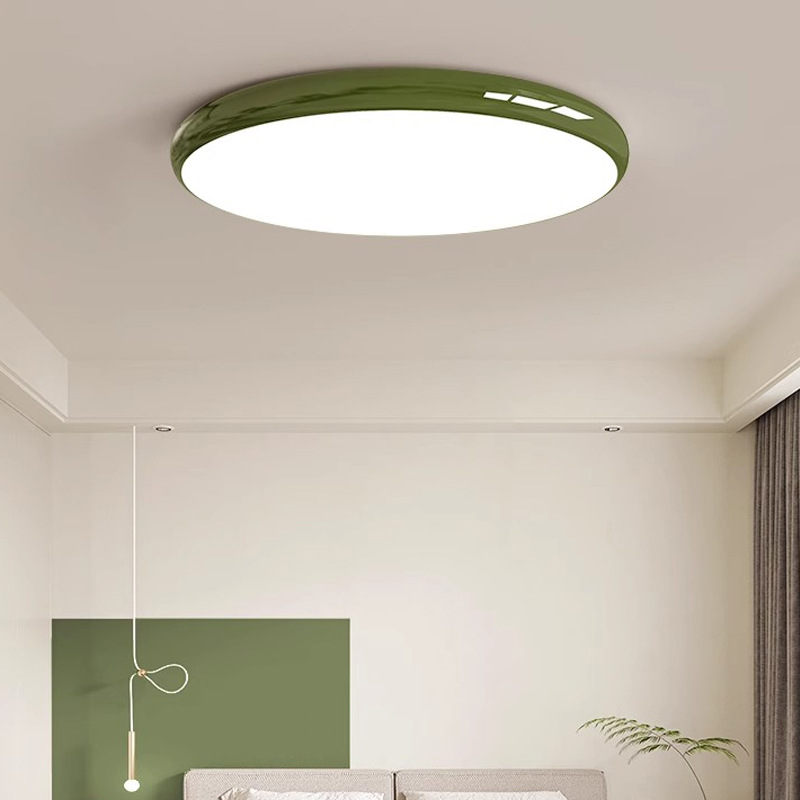 New LED Flush Mount Ceiling Lamp Ultra Slim Cream Style Master Bedroom Lamp Round Ironwork Nordic Living Room Lamp Wholesale
