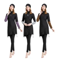 2024 Весенний Новый Мусульманский купальник AliExpress однотонный солнцезащитный крем из трех частей, подходящий по цвету консервативный купальник L077