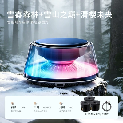 Perfume, High-End Automatic Spray — Car Perfume Aromatherapy - snow-mist-forest-top-of-snow-mountain-qingying-weiyang-a-total-of-3-incense-boxes-start-and-stop-with-the-car-five-color-dynamic-breathing-light