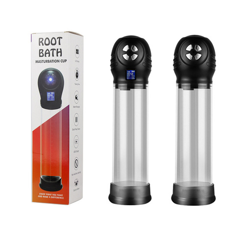 Men's airplane cup penis exerciser LCD negative pressure display enlarger vacuum air pump erection device sex toy