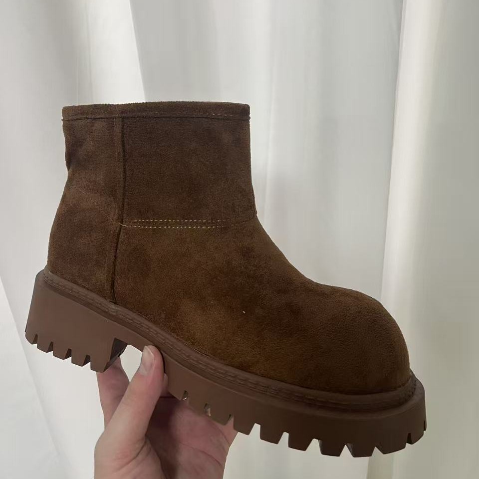 In-Stock Instant Delivery Soft Leather Short Boots 2025 Autumn/Winter New Thick-Soled Versatile British Style Martin Boots for Women