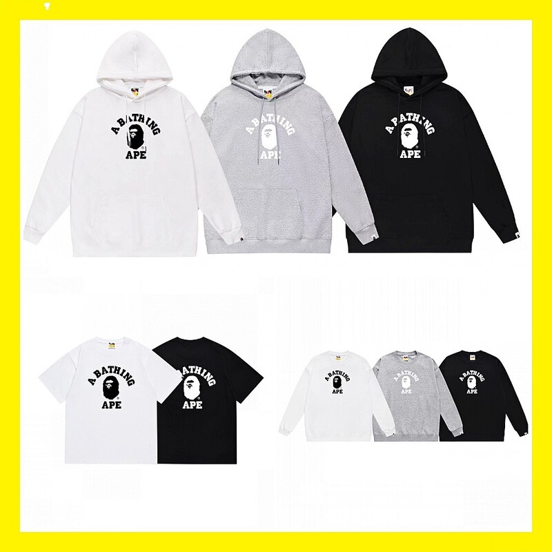 Foreign Trade Bape Ape Head Trendy Brand Small Logo Letter Print Hooded Sweatshirt Long-Sleeved Couple Round Neck Sweatshirt Foreign Trade Bape Ape Head Trendy Brand Small Logo Letter Print Hooded Sweatshirt Long-Sleeved Couple Round Neck Sweatshirt