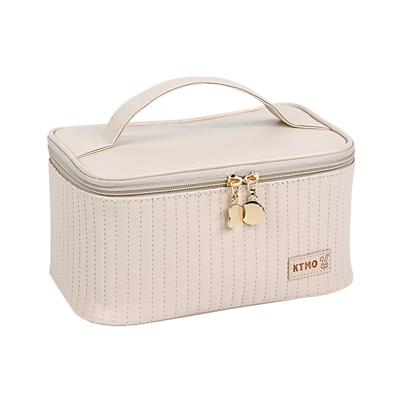 Polyurethane Cosmetic Bag, Handheld Waterproof Organizer, Spacious 24.2×19.6×3.6 cm