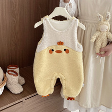 婴儿衣服秋冬2025新款超萌宝宝冬季加绒背带裤可爱幼儿背心连体衣