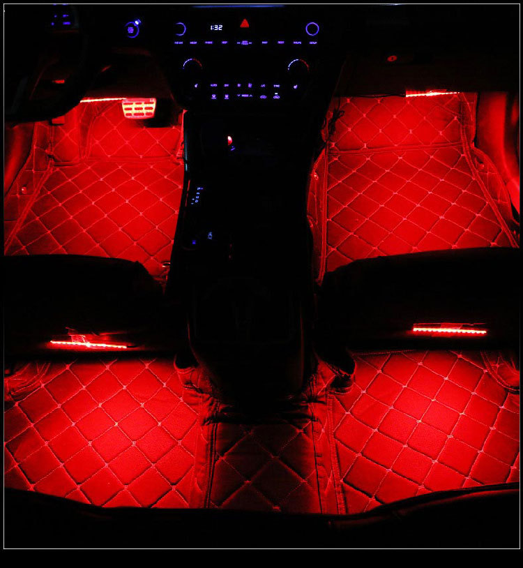 Cross-Border Led Car Interior Wireless Atmosphere Light with USB Cigarette Lighter, Infrared Voice Control, and Mobile App Control