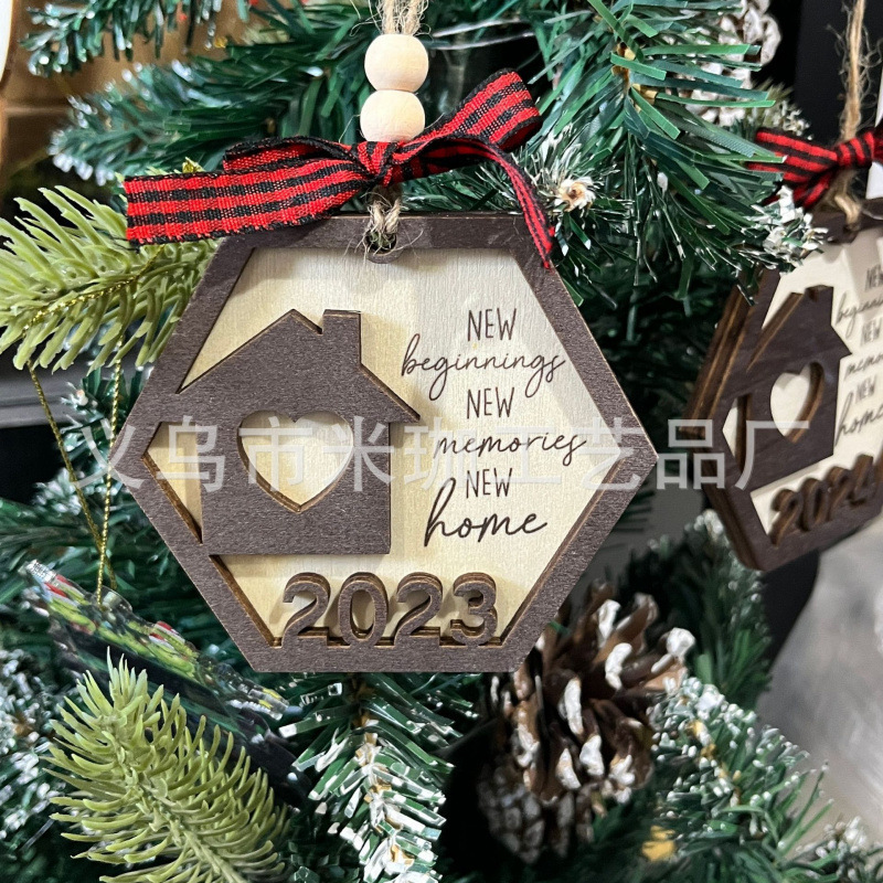 越境新居移転プレゼントクリスマスツリーのペンダント二重彫刻木造工芸品創意家庭装飾プレゼント|undefined