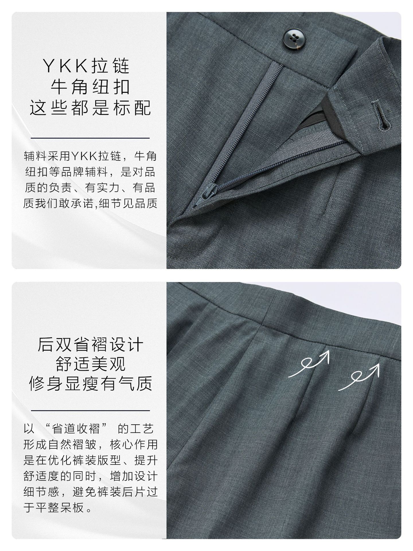 Pantalones de lana de mujer, pantalones de negocios de mujer, pantalones de trajes grises, pantalones de trajes profesionales, pantalones antiarrugas image 4