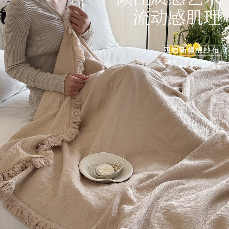 Mantón de gasa de cuatro capas de algodón, manta para sofá, manta para oficina de alta calidad, manta decorativa para siesta, sala de estar retro