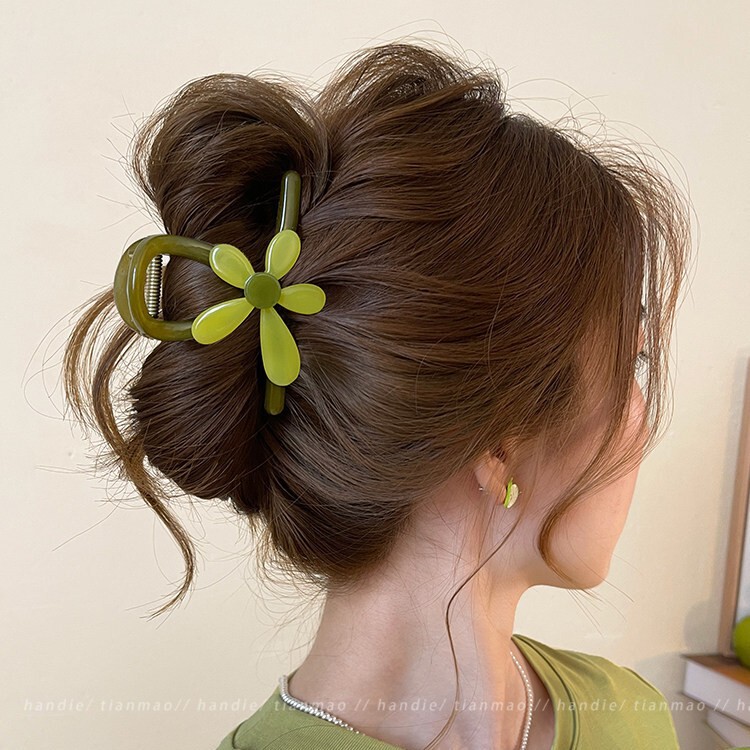 Fresh and Natural Floral High Ponytail Hair Clip for Women, High-End 2026 New Style, Back-Of-The-Head Hairpin, Shark Clip