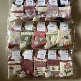 儿童秋冬新款卡通中筒袜 韩国拼色中大童小孩棉袜子辽源库存跑量