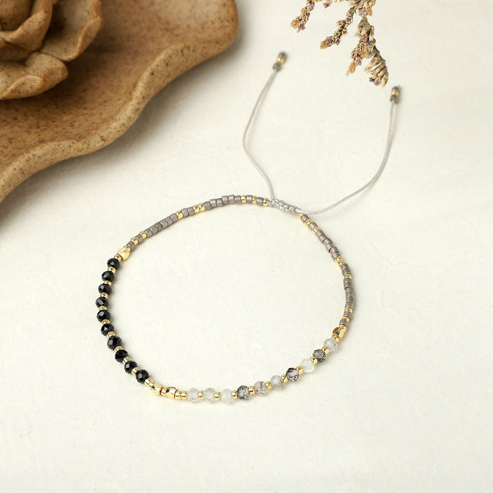 Fashion Round Beaded natural stone Knitting Bracelets 1 Piece