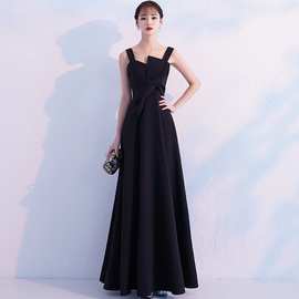 黑色晚礼服女2025新款宴会高贵优雅气质年会长款主持人连衣裙显瘦