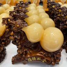 葫芦摆件蜜桃玉石配底座礼盒套装阿富汗玉云浮厂家直销BZHAO宝兆