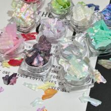 超薄不规则多彩鲍贝壳片碎片极光亮片diy手工螺钿材料美甲饰品