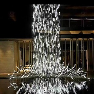 Outdoor Large-Scale Commercial Check-In and Traffic Diversion Device, Scenic Spot Dynamic Led Flowing Water Luminous Waterfall-Shaped Landscape Lighting Fixtures
