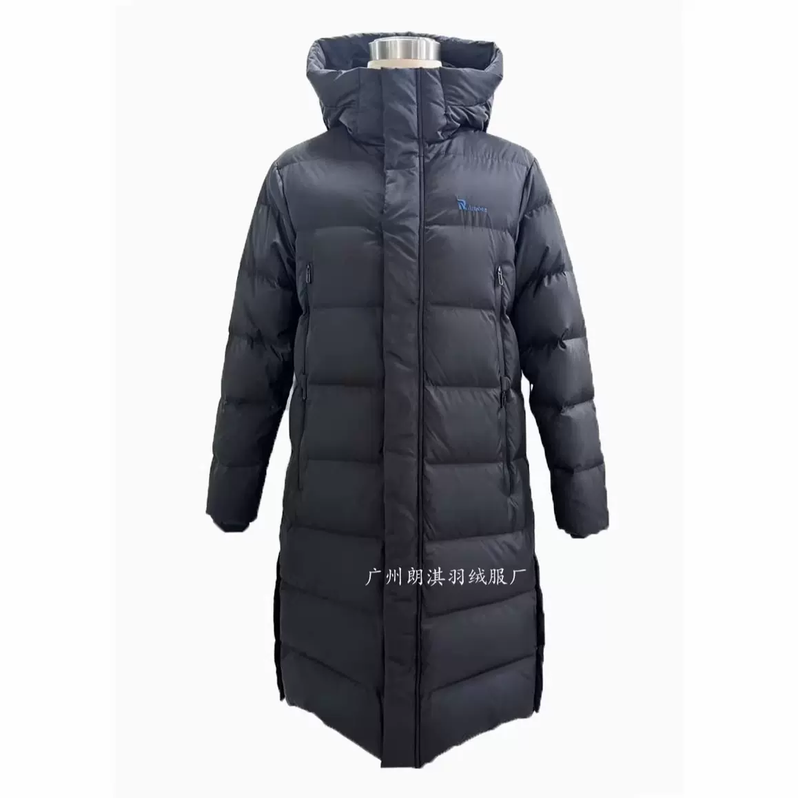L2631男装女装长款加厚单位工作羽绒服 广州羽绒服加工厂90白鸭绒