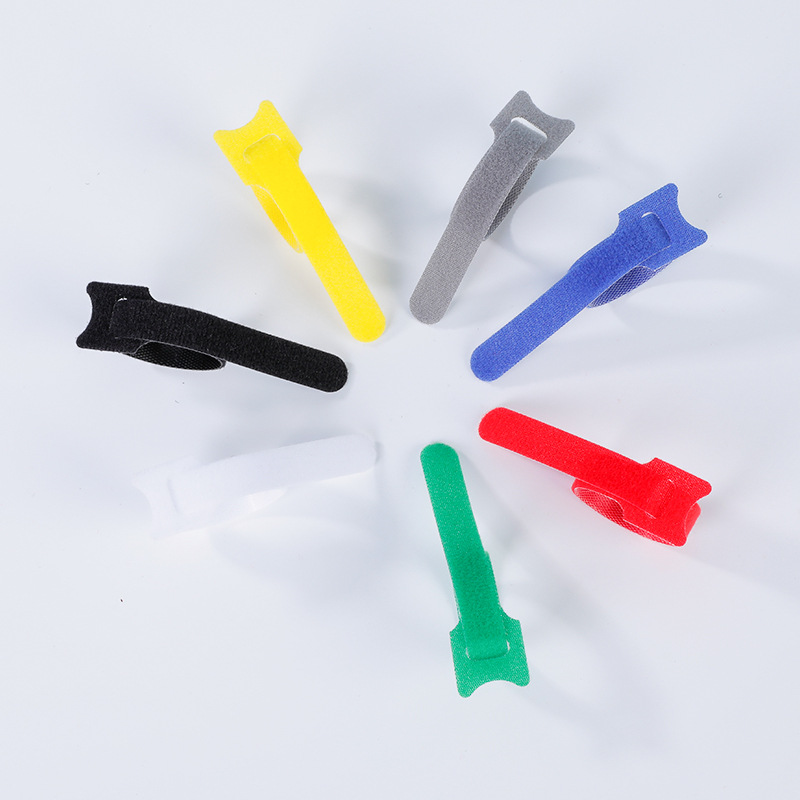 Back-to-back Colorful Nylon Cat Head T-Type Hook-and-Loop Cable Tie Wire Management Band Data Cable Organizer Bundling Strap