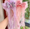 Nail sequins with bow, children's fresh hairgrip with tassels, hair accessory, Korean style, wholesale