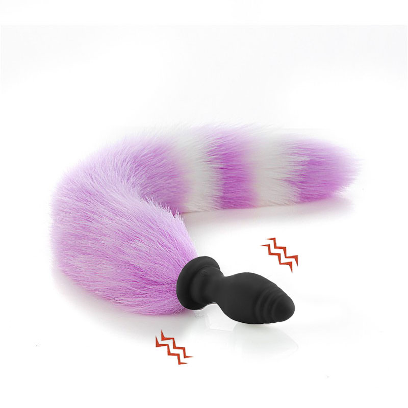 Sexy reemplazable Fox cola de silicona vibración anal plug back corte masturbación SM suministros para adultos entrega al por mayor