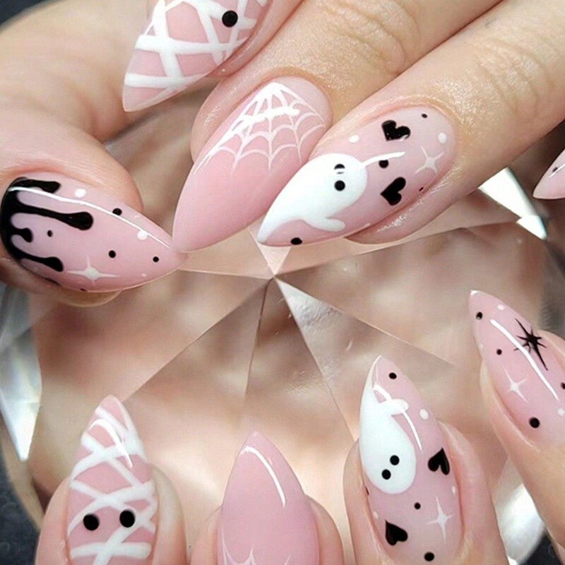 Cross-Border Wearable Nails, Halloween Nail Patches, Bandage Nail Stickers, Medium-Length Water Drop Nails, Halloween Themed Nail Art Cross-Border Wearable Nails, Halloween Nail Patches, Bandage Nail Stickers, Medium-Length Water Drop Nails, Halloween Themed Nail Art