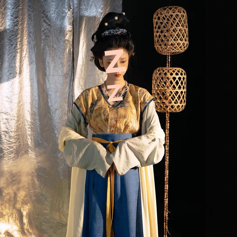 Original Dopamine Silk Traditional Hanfu Women's Spring, Summer, Autumn Tang Round Neck Open-Neck Waist-Length Eight-Panel Long Dress