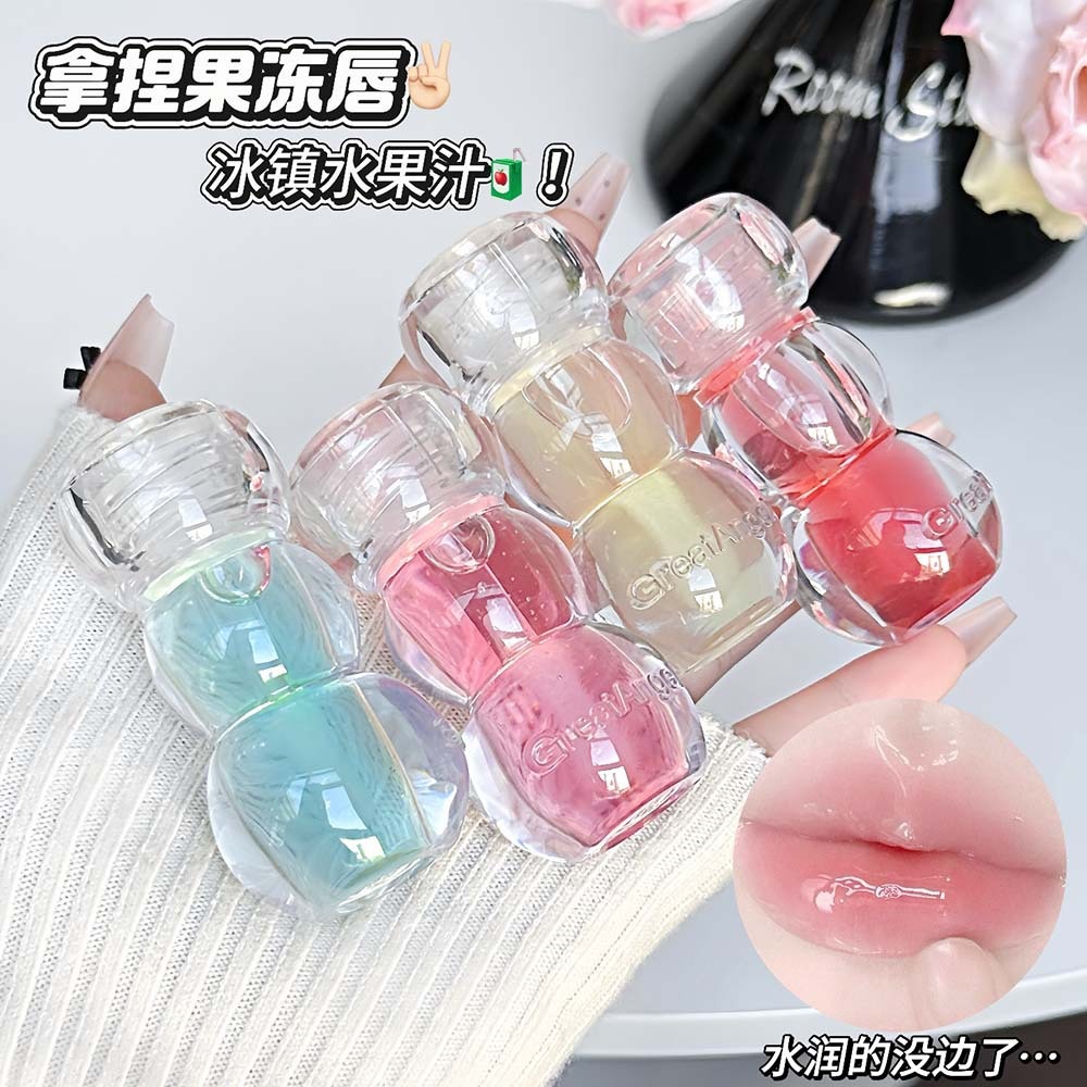 Greatangel Clear Water Gloss Lip Oil Mirror Glass Lip Korean Style Clear Lip Oil for Students Affordable Domestic Cosmetics
