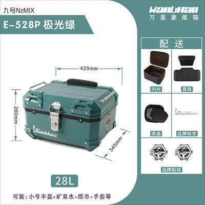 Motorcycle trunk No.9 NzMIX electric vehicle trunk - no-9-nzmix-aurora-green-528p-lining-double-black-backrests