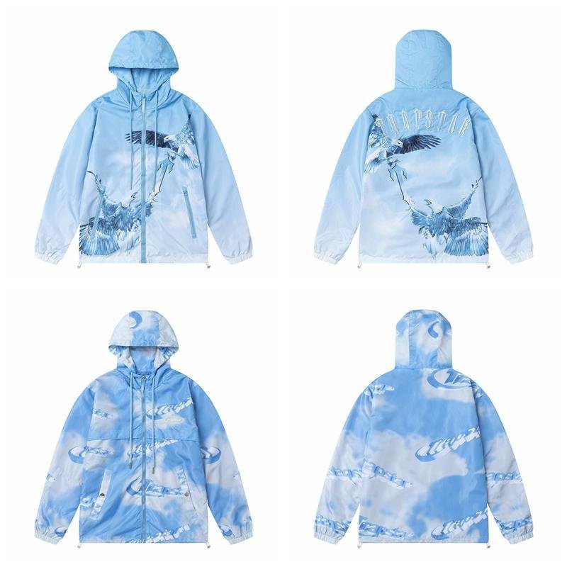 Trapstar Embroidered Letter Eagle Print Thin Jacket Outdoor Loose High Street Hooded Coat Trendy