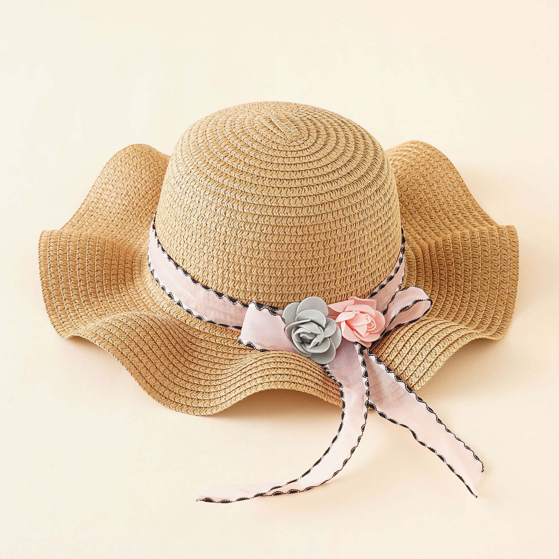 Sombrero de paja de los niños ala sombrero de verano estilo coreano playa sombrero sol protección cubierta cara protección solar sombrero chica pescador sombrero image 6
