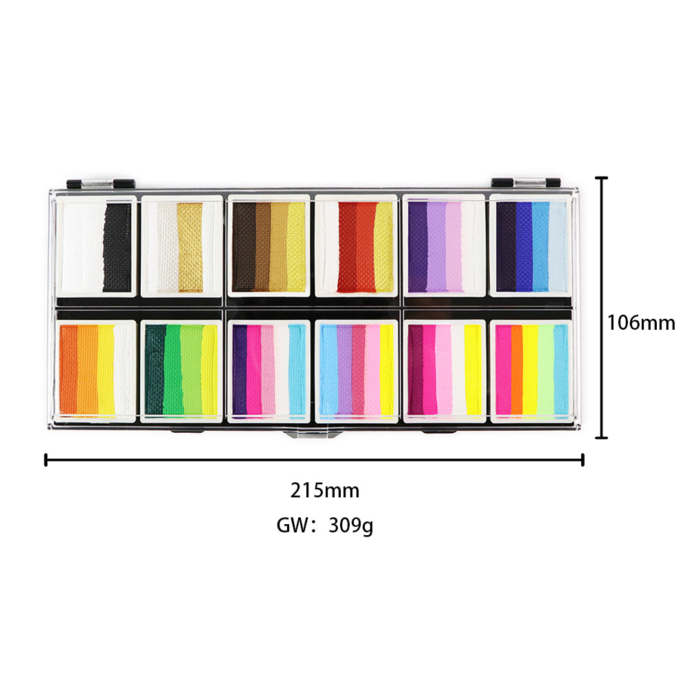 Nuevo conjunto transfronterizo de 12 conjuntos de pintura acuosa para niños, crema de pintura facial para festivales, maquillaje de escenario